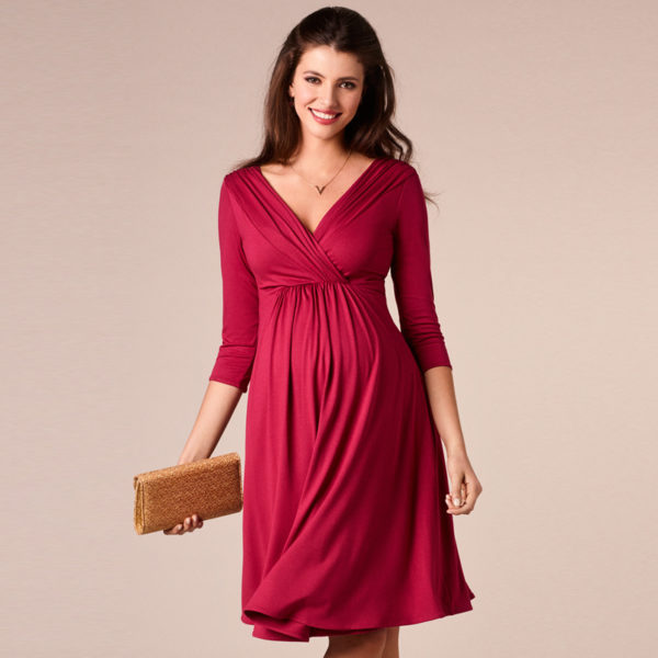 Maternity Dresses V-Neck Elegant Evening Dress For Pregnant Women Knee ...
