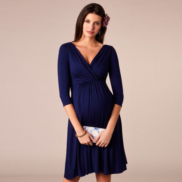 Maternity Dresses V-Neck Elegant Evening Dress For Pregnant Women Knee ...