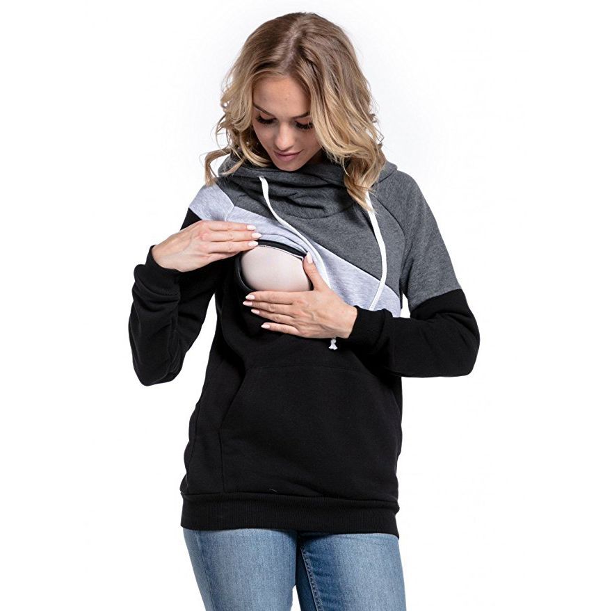 NEW Pregnant Women's Nursing Tops Breastfeeding Hoodie T-Shirt Maternity Clothes 